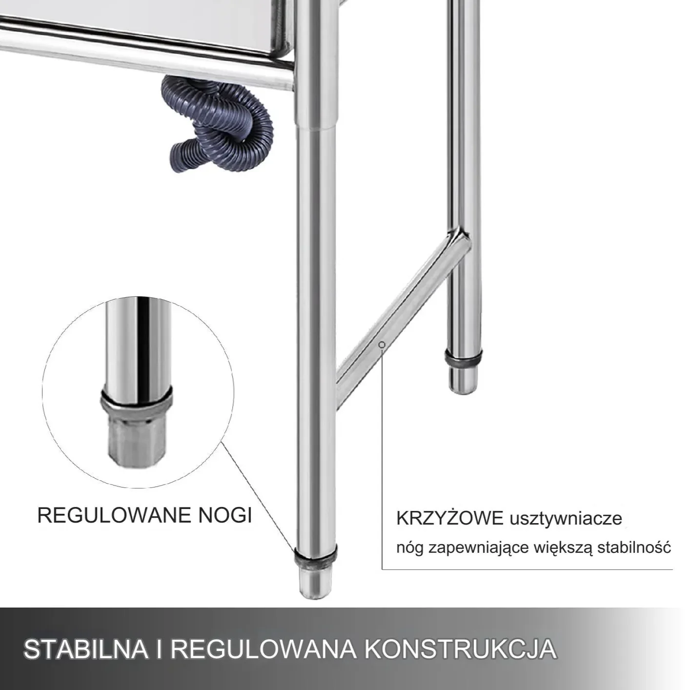 Zlew basen kuchenny 1-komorowy gastronomiczny + blat 100 x 61 x 95 cm - obrazek 5