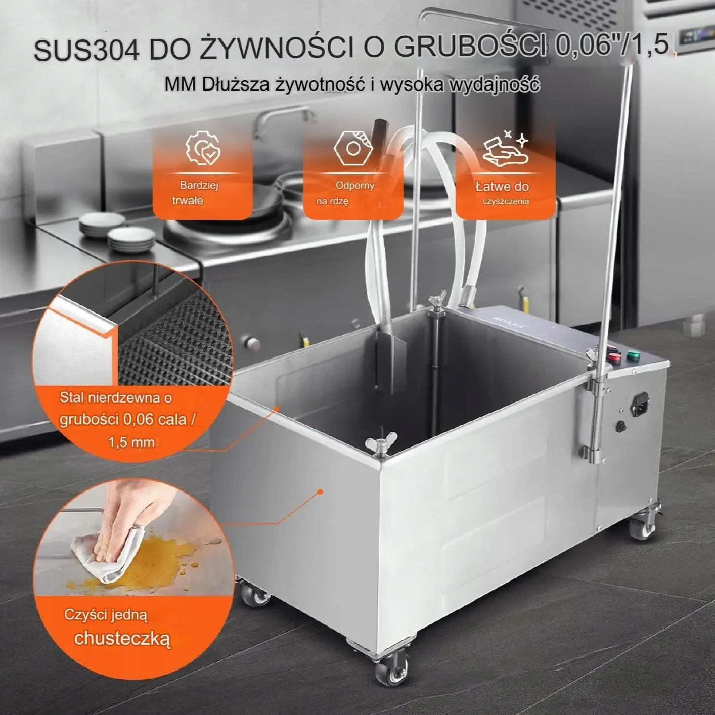 Filtr oleju do smażenia urządzenie do filtrowania oleju zbiornik 55 L - obrazek 2