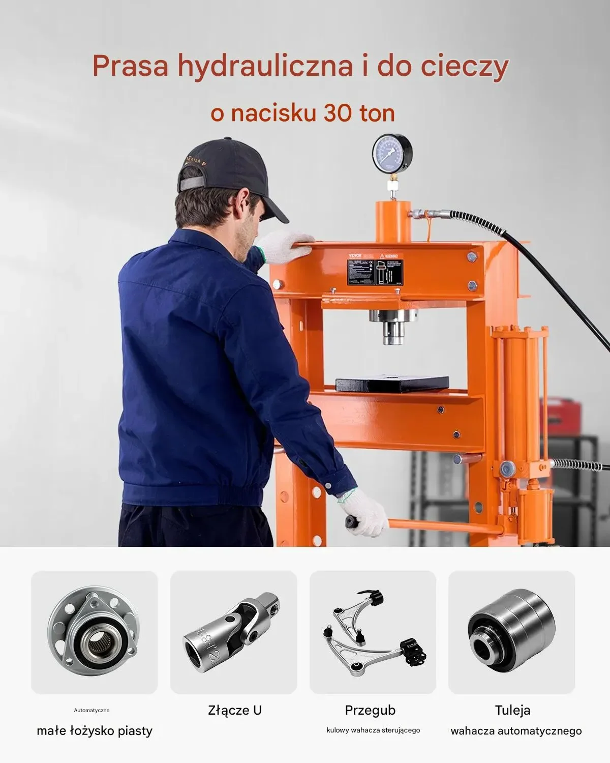 Prasa hydrauliczna warsztatowa 30T z płytą dociskową do gięcia - obrazek 6