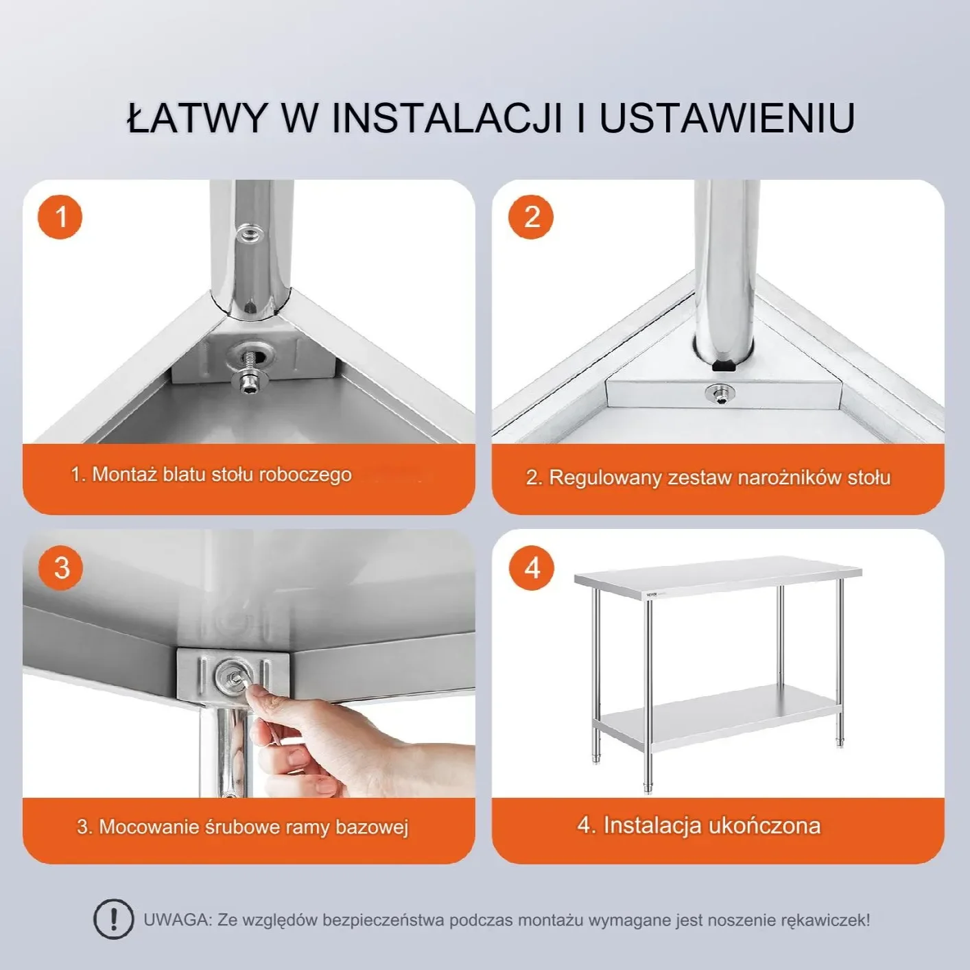 Stół blat roboczy 61x122x86cm stal nierdzewna gastronomia kuchenny - obrazek 4