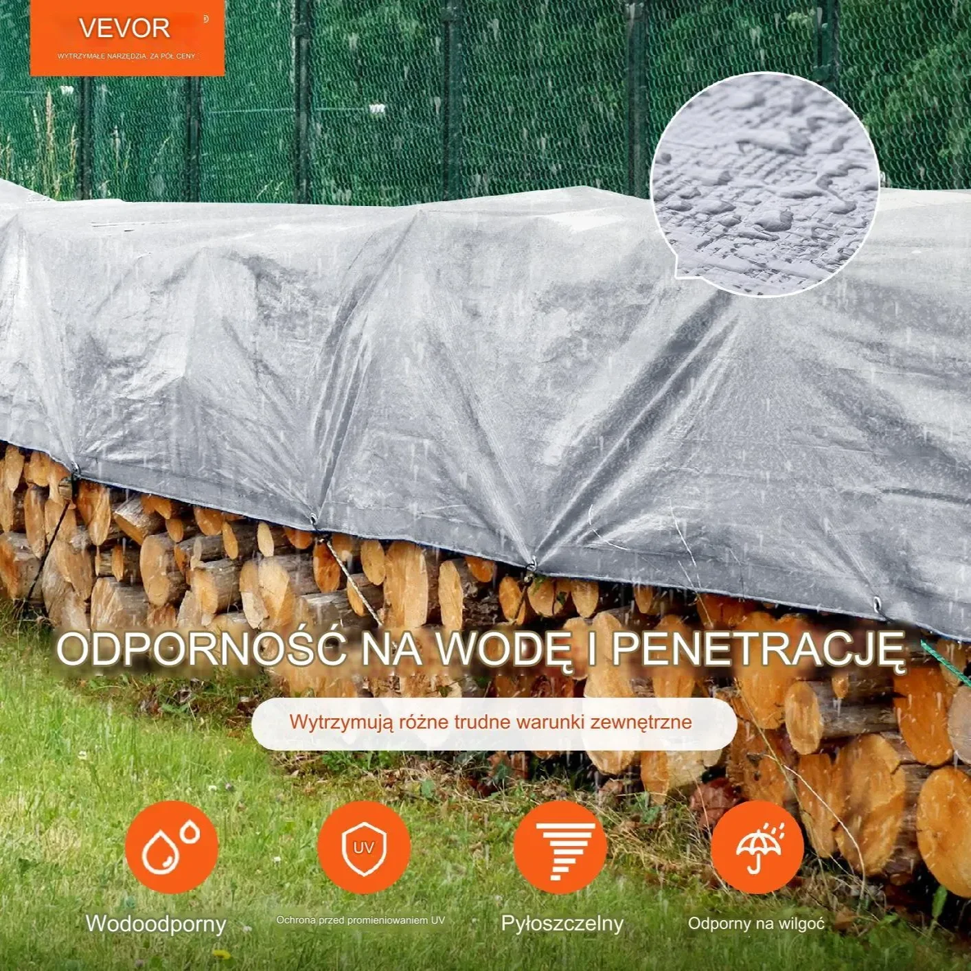 Plandeka gruba płachta mrozoodporna wodoodporna wzmacniana mocna 4.8x 6m - obrazek 3