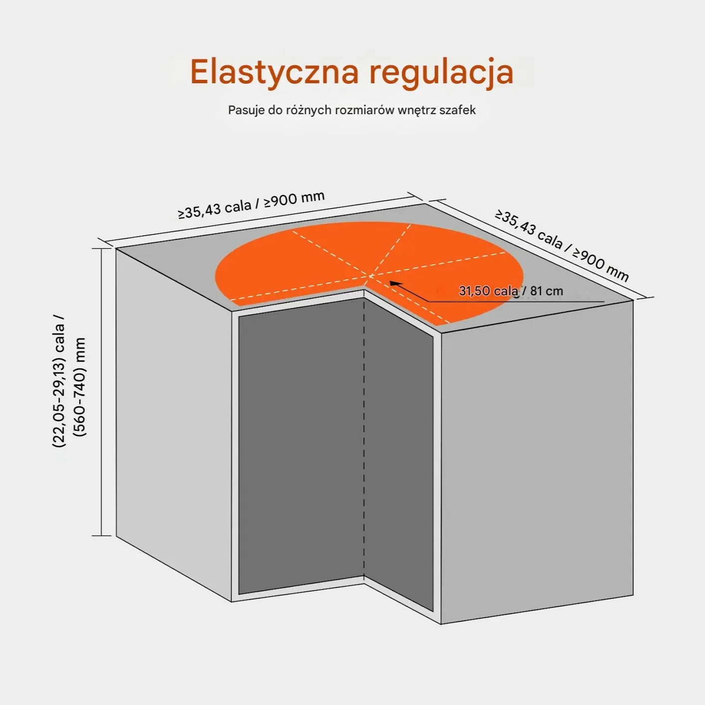 Szafka narożna system cargo obrotowy 2 poziomy chrom 80 cm kuchnia - obrazek 2