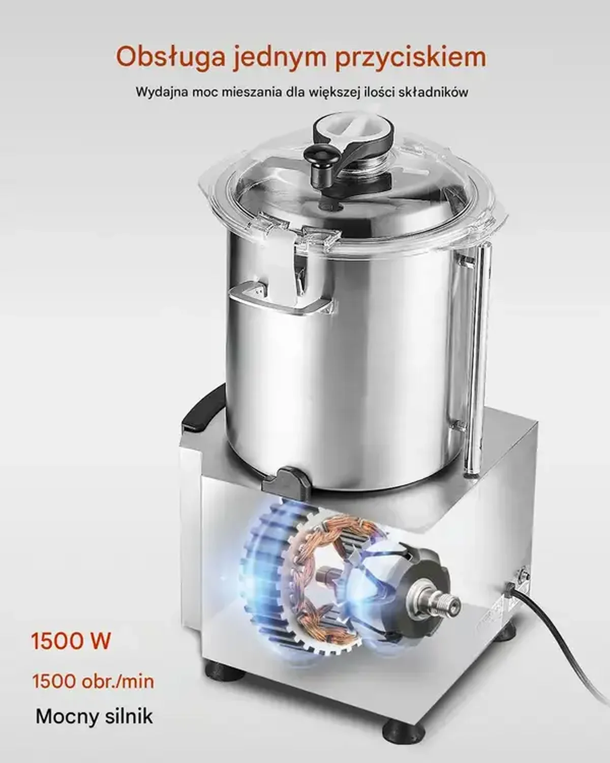 Robot kuchenny 18L ze stali nierdzewnej, siekacz z ostrzem S, warzywa owoce - obrazek 2