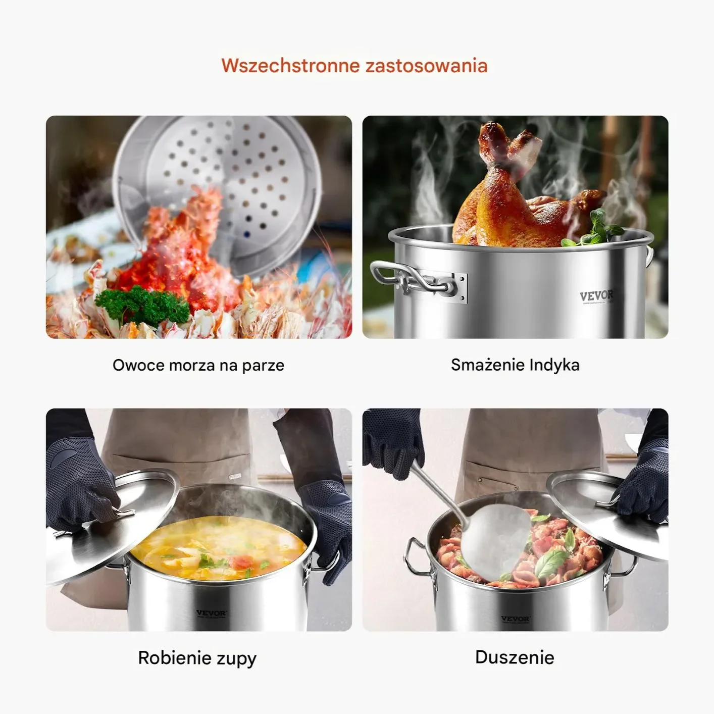 Garnek duży indukcja ze stali nierdzewnej 201 z pokrywką gastronomiczny 40L - obrazek 5