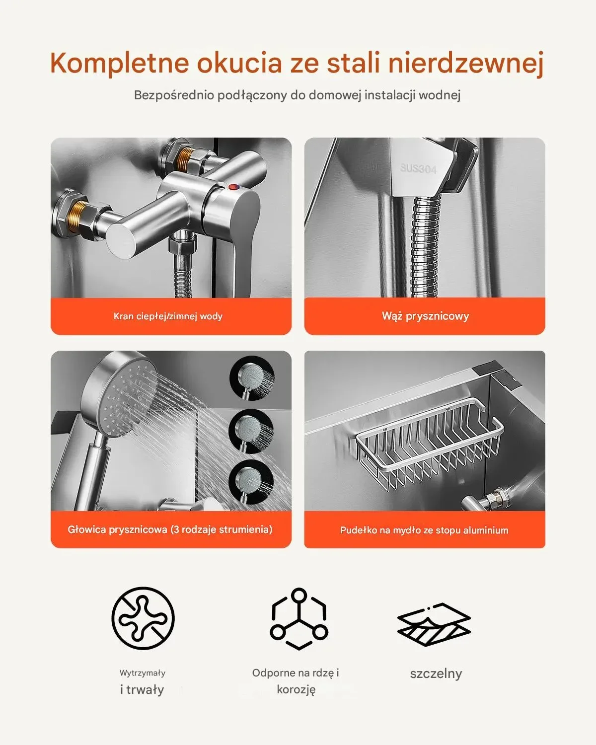 Wanna groomerska 96,5cm stal nierdzewna antypoślizgowe schody drzwi prawe - obrazek 5