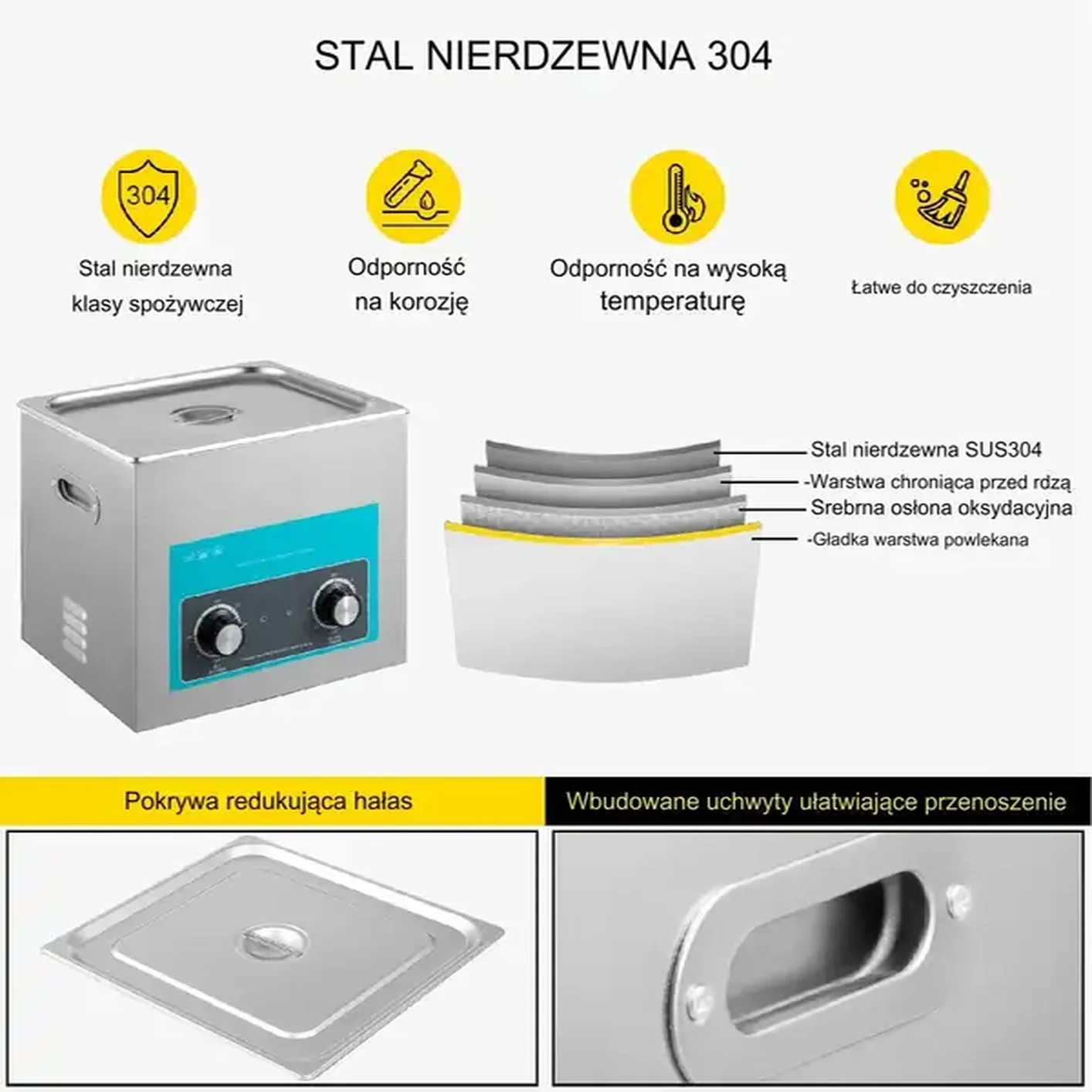 Myjka Ultradźwiękowa do czyszczenia biżuterii narzędzi 15L - obrazek 2