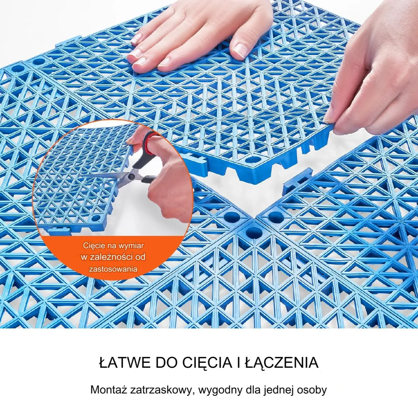 Mata drenażowa niebieskie 30x30cm 50szt PVC łączona antypoślizgowa łazienka - obrazek 3