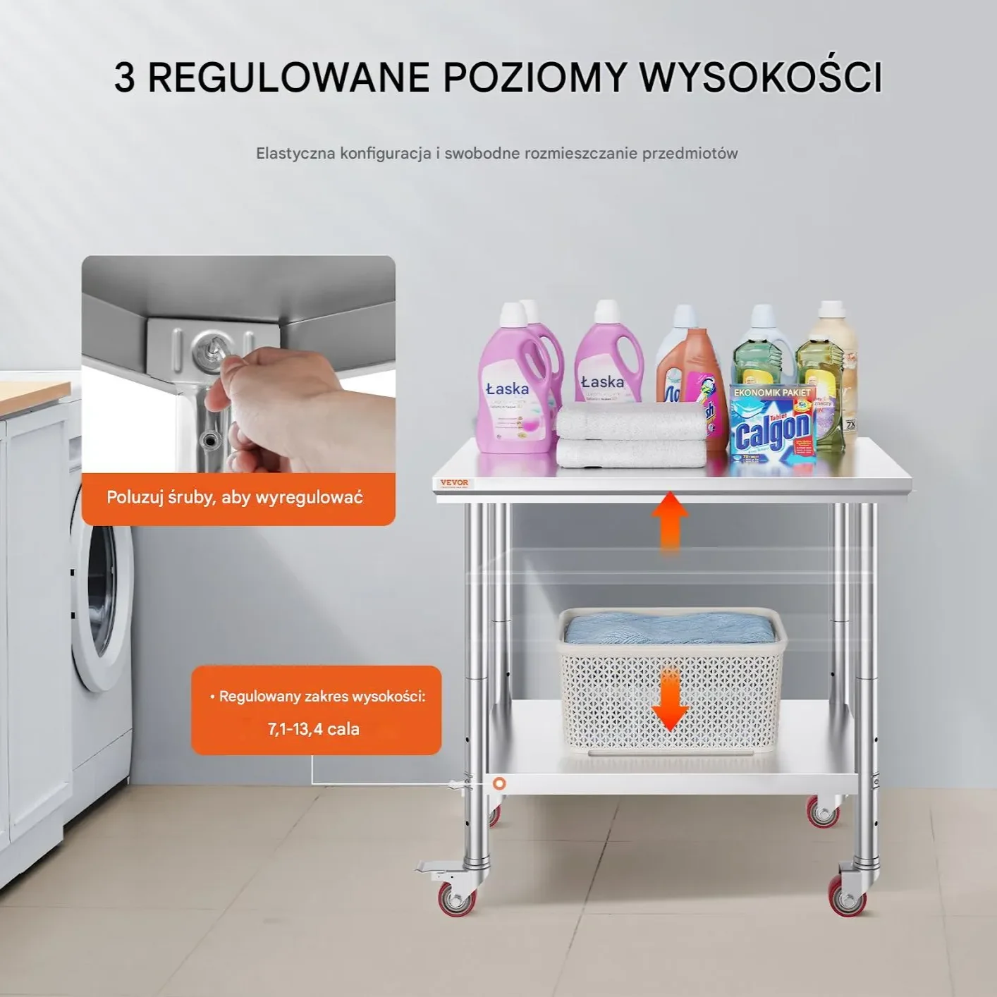 Stół roboczy nierdzewny blat gastronomiczny 90x60 cm - obrazek 3