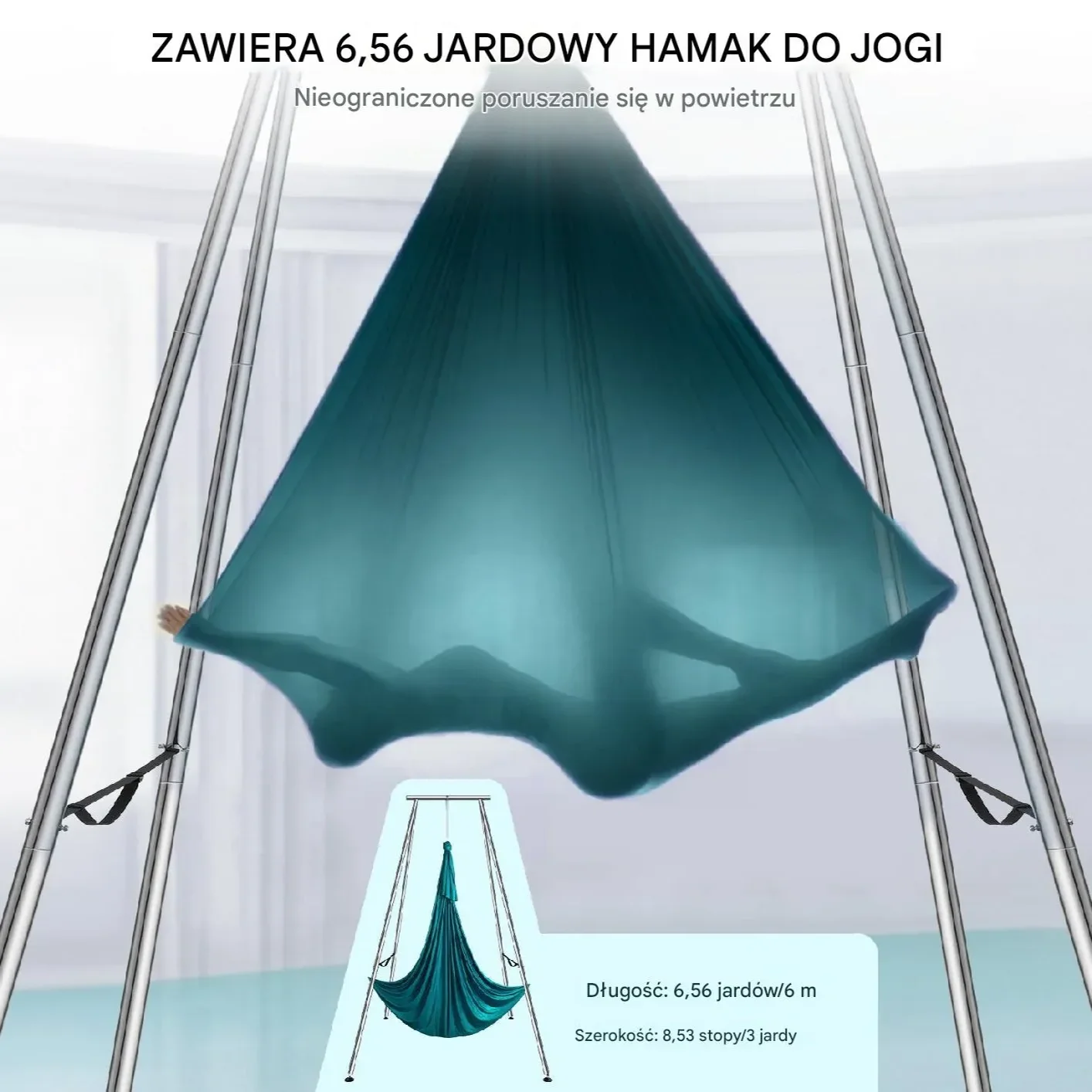 Stojak z Hamakiem Aerial Yoga Zielony - obrazek 3