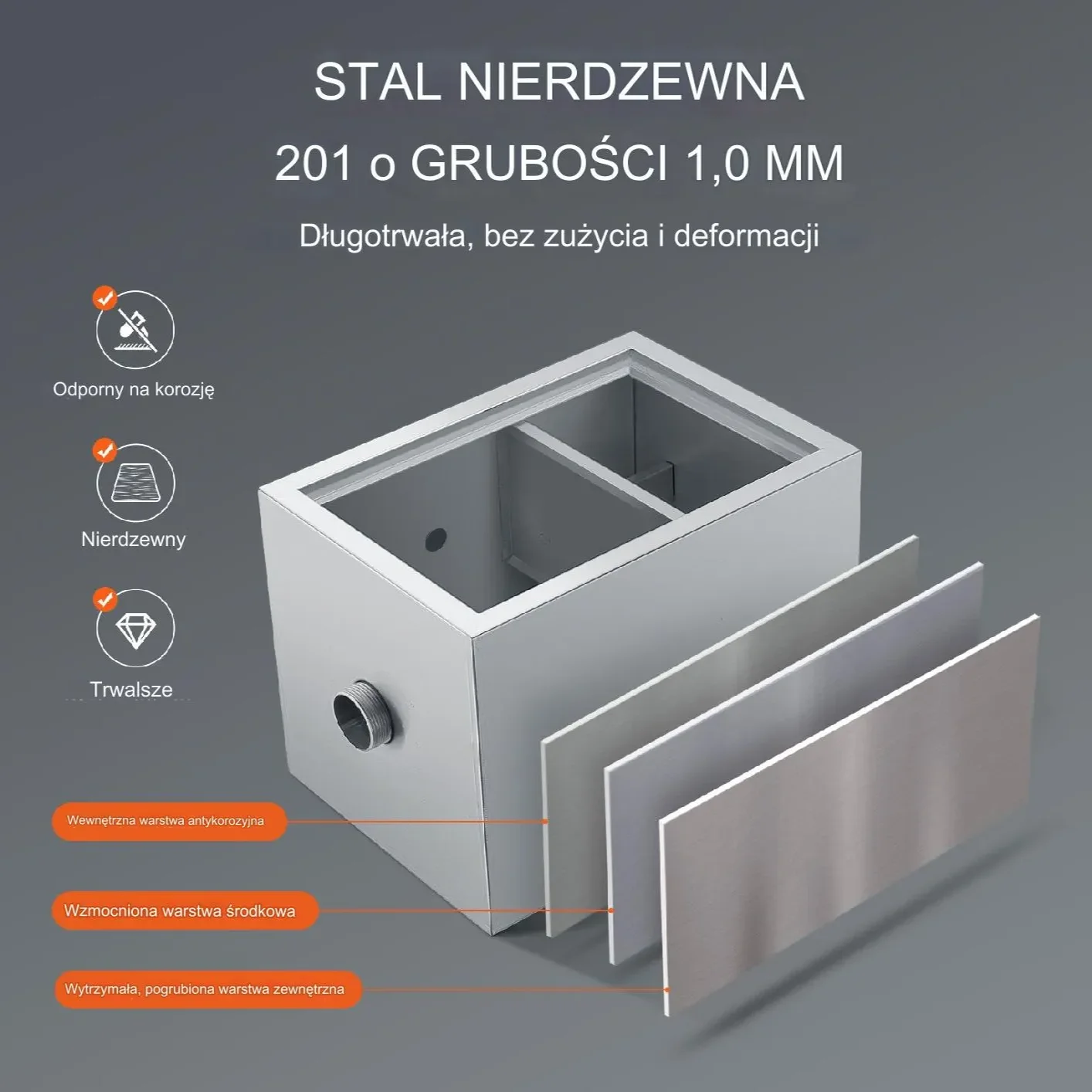 Podzlewozmywakowy separator tłuszczu 3,6 kg 2,8 GPM do restauracji i domu - obrazek 2