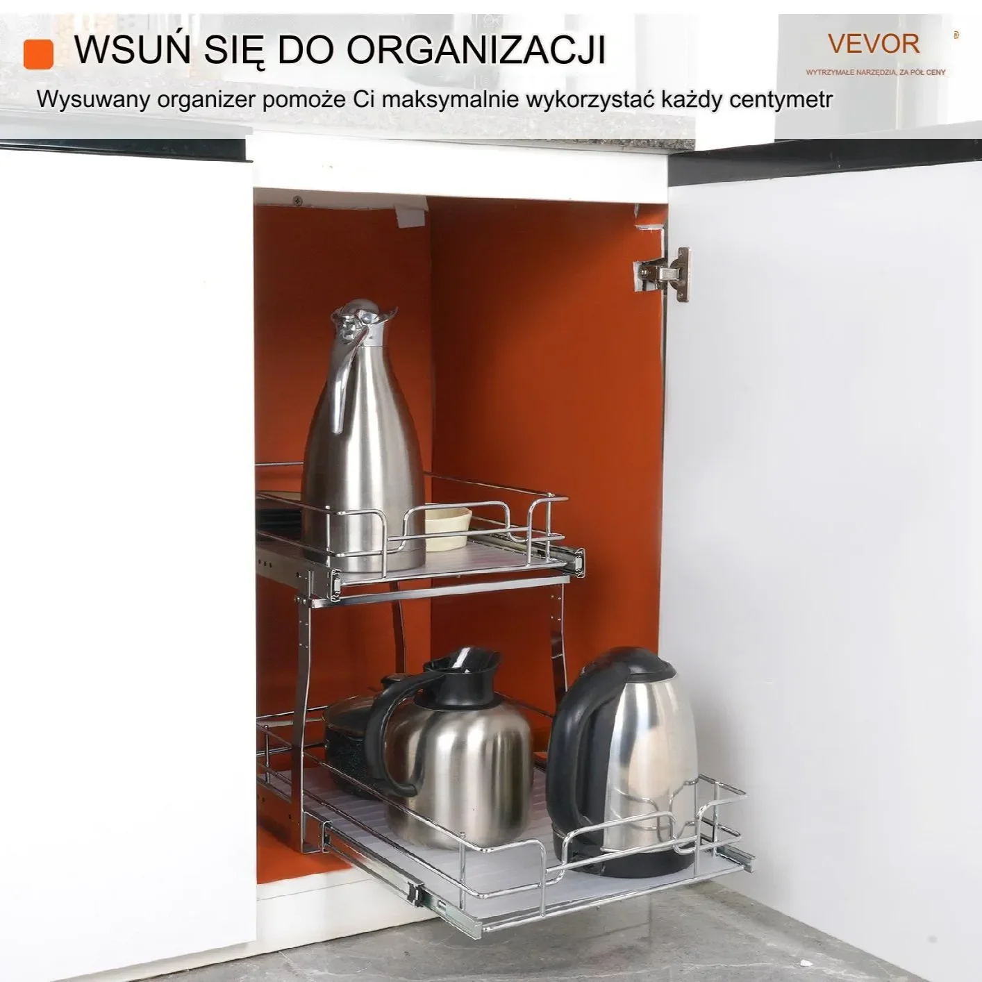 Organizer pod zlewozmywak kosz do szafki dwupoziomowy wysuwana półka XL - obrazek 6