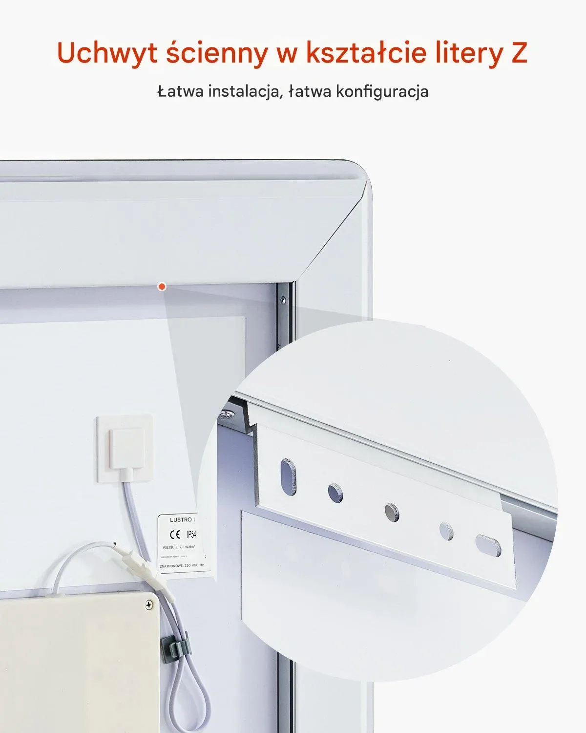 Lustro LED do Łazienki 50x70 cm z Podświetleniem i Funkcją Anti-Fog - obrazek 5