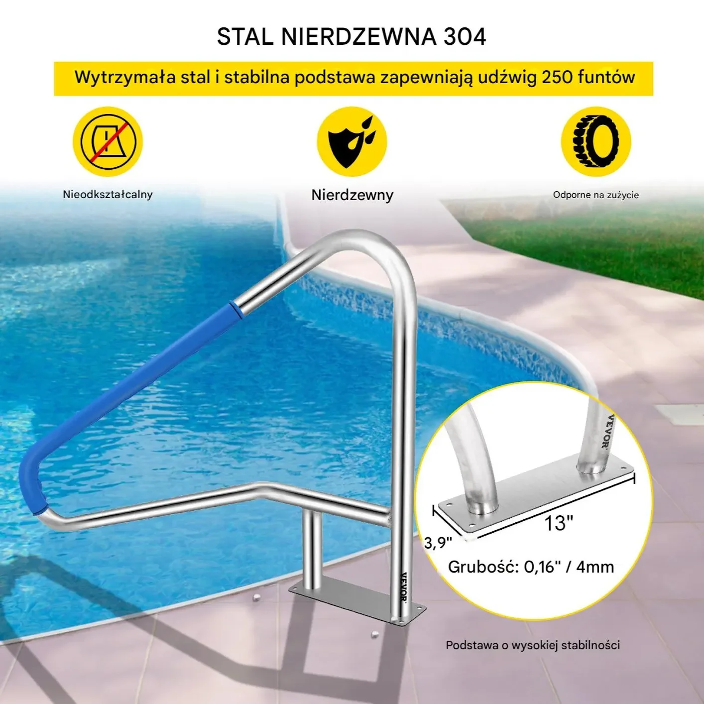 Poręcz basenowa poręcz wejściowa do basenu 140cm - obrazek 2