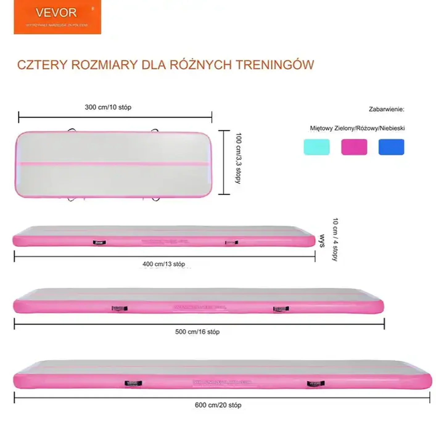MATA GIMNASTYCZNA DMUCHANA ŚCIEŻKA AKROBATYCZNA MATERAC ĆWICZEŃ 6 M - obrazek 2