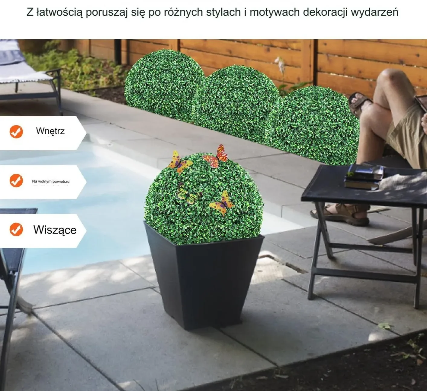 Sztuczna roślina sztuczny bukszpan topiary 2 szt 40 cm - obrazek 4