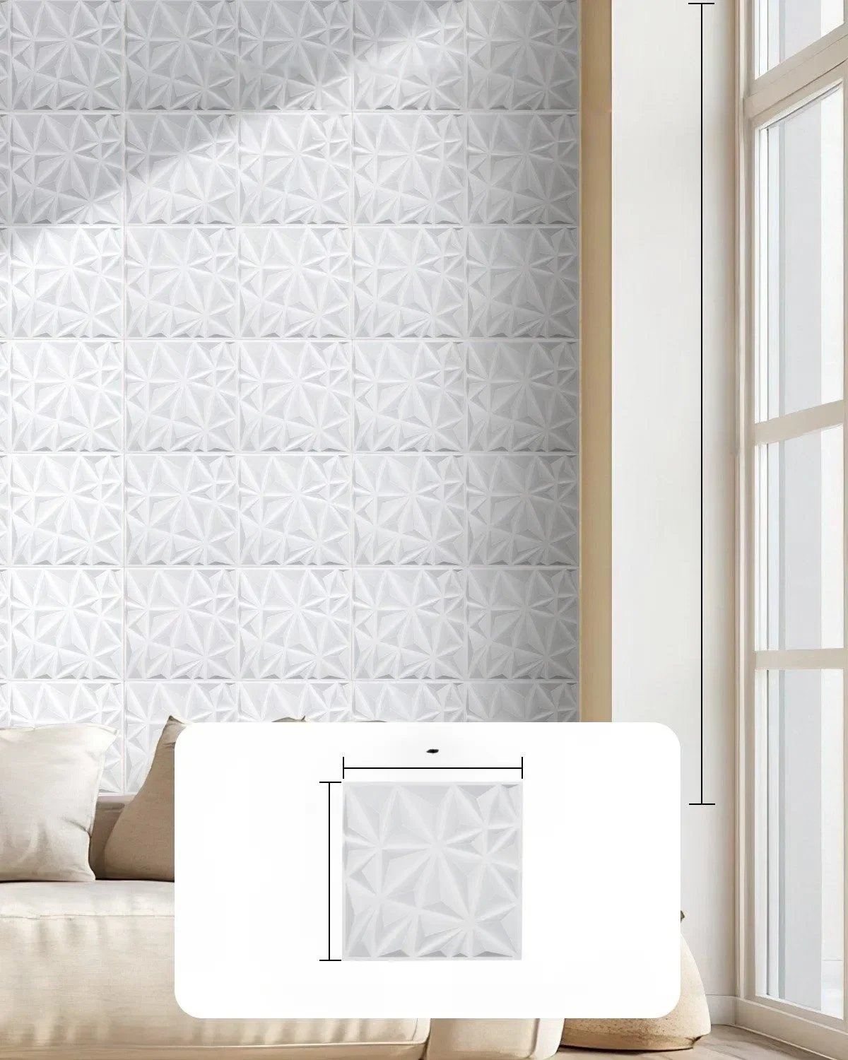 Panele Ścienne 3D - Białe Diamenty 2.97 m² - obrazek 4