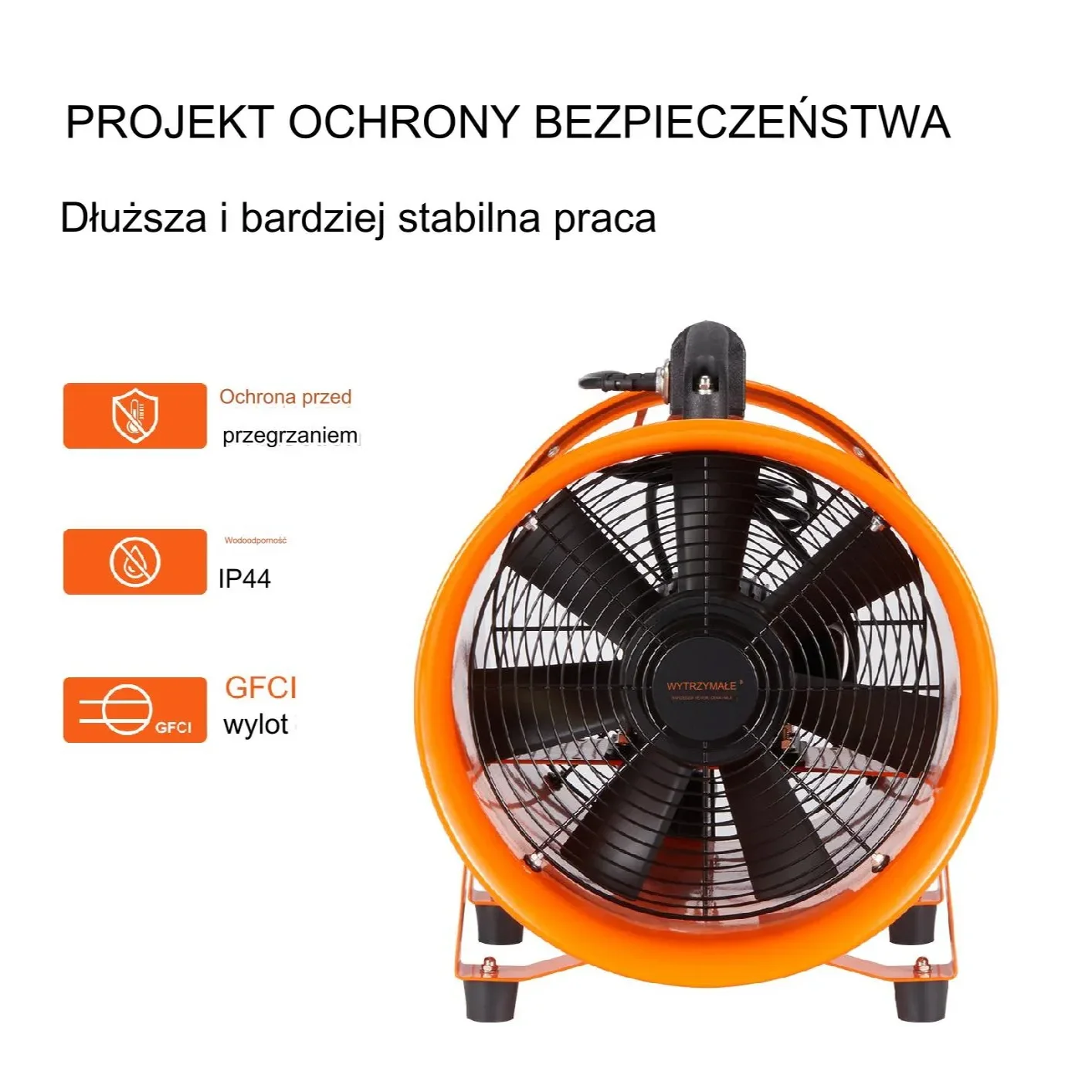 Wentylator przemysłowy 406mm 900W 5175CFM z wężem 10m usuwanie dymu - obrazek 5