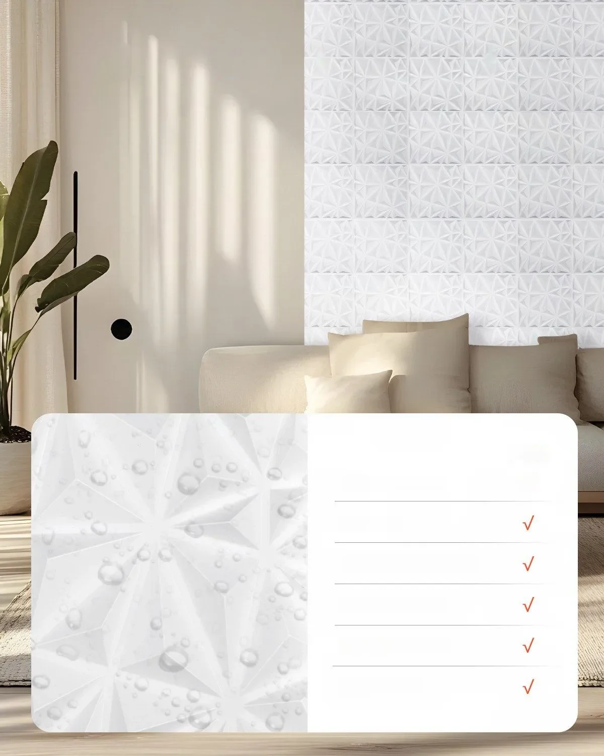 Panele Ścienne 3D - Białe Diamenty 2.97 m² - obrazek 2