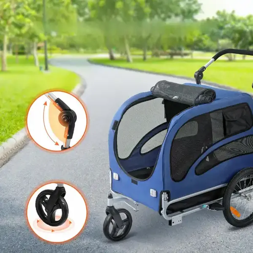 Przyczepka rowerowa dla psa do przewozu transporter do 45 kg niebieska - obrazek 2