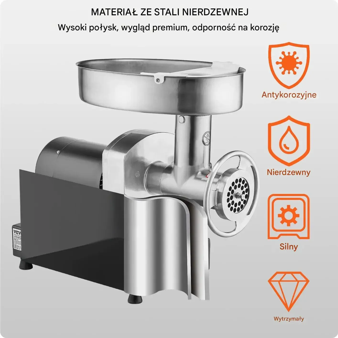 Maszynka do mięsa elektryczna 2,72kg/min stal nierdzewna kiełbasy szynka - obrazek 2