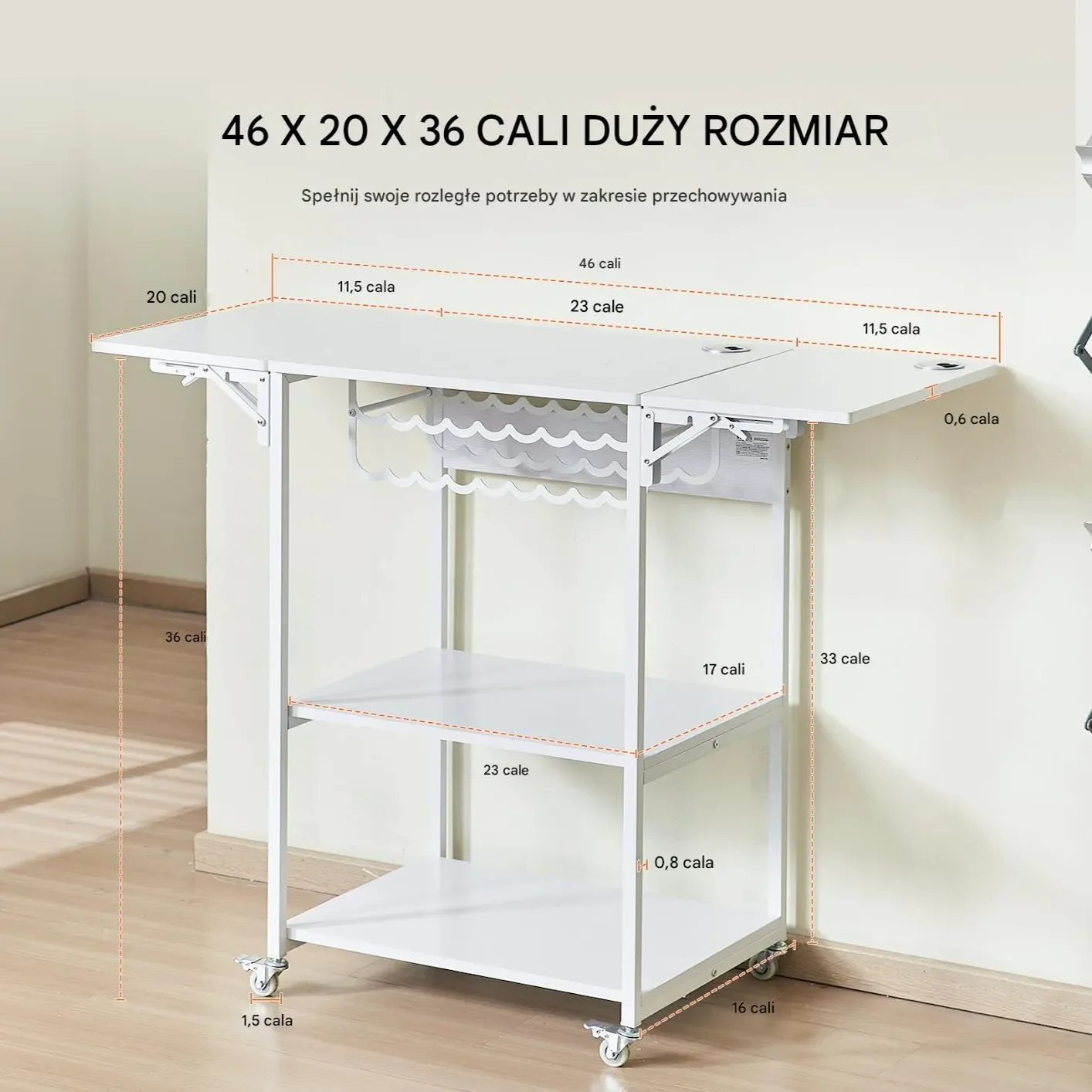 Stół do prasy termicznej 3-poziomowy mobilny stojak biały - obrazek 3