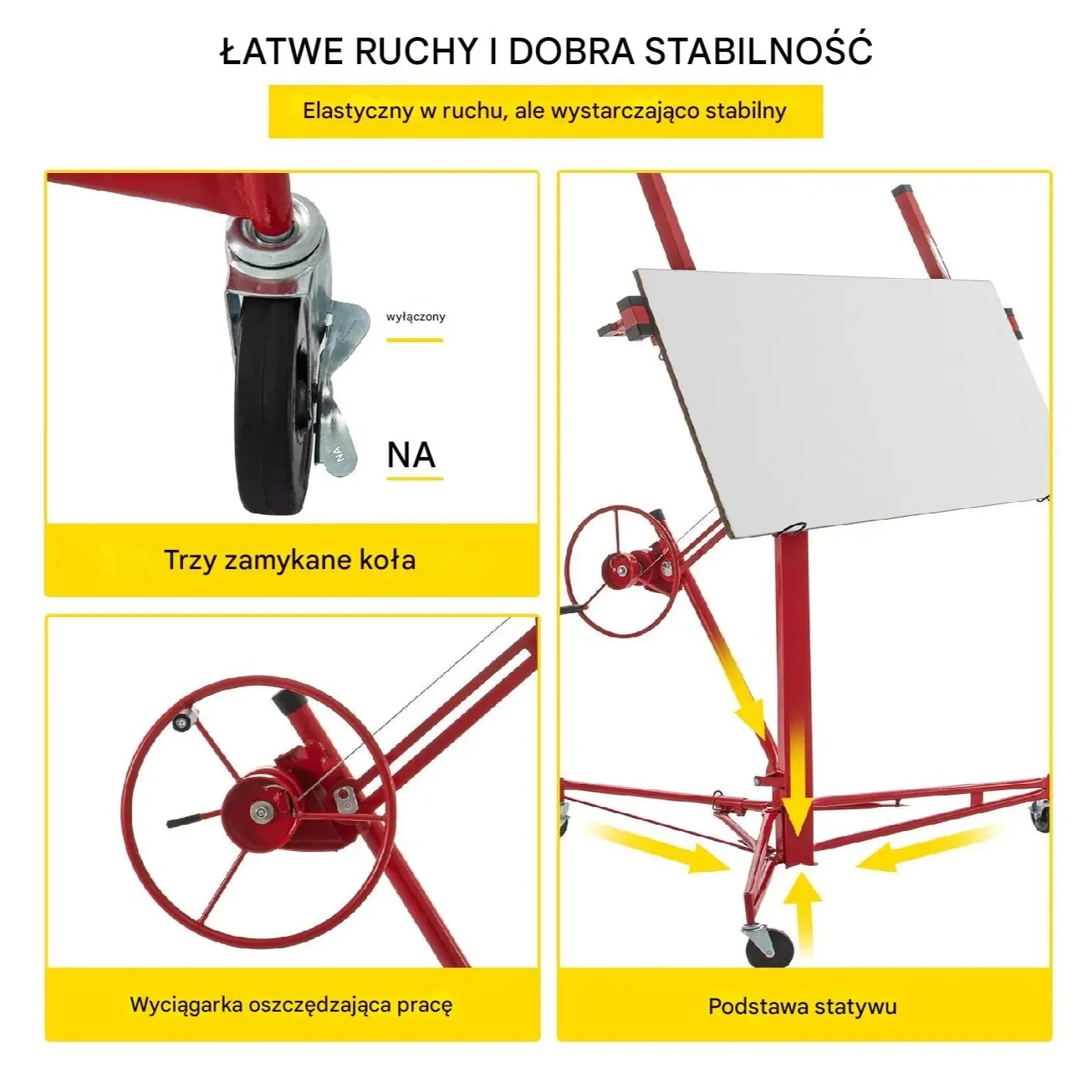 Podnośnik do Płyt Gipsowych 435 cm 68 kg - obrazek 3