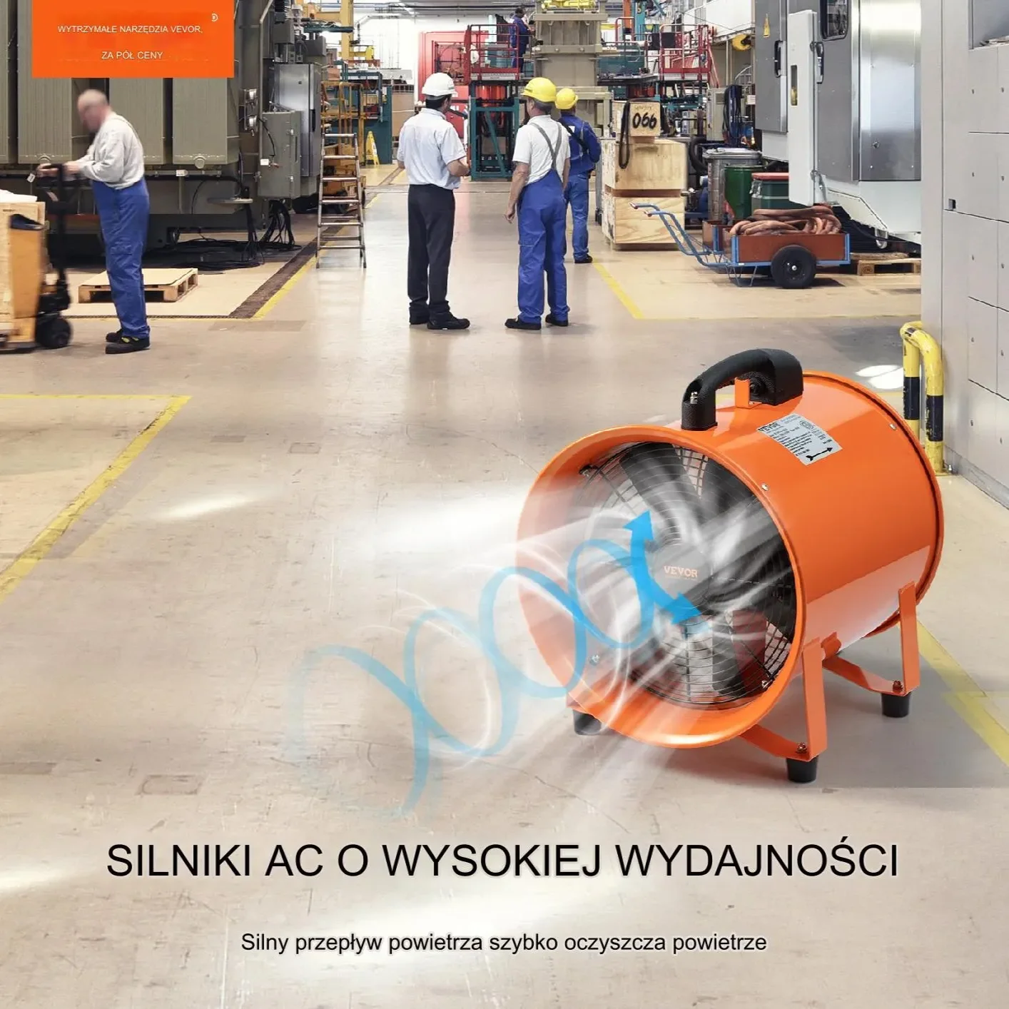 Wentylator przemysłowy 406mm 900W 5175CFM z wężem 10m usuwanie dymu - obrazek 3