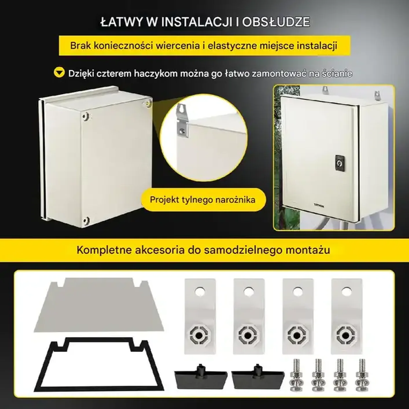 Skrzynka elektryczna NEMA 4X 30x25x14 cm IP66 wodoodporna z płytą