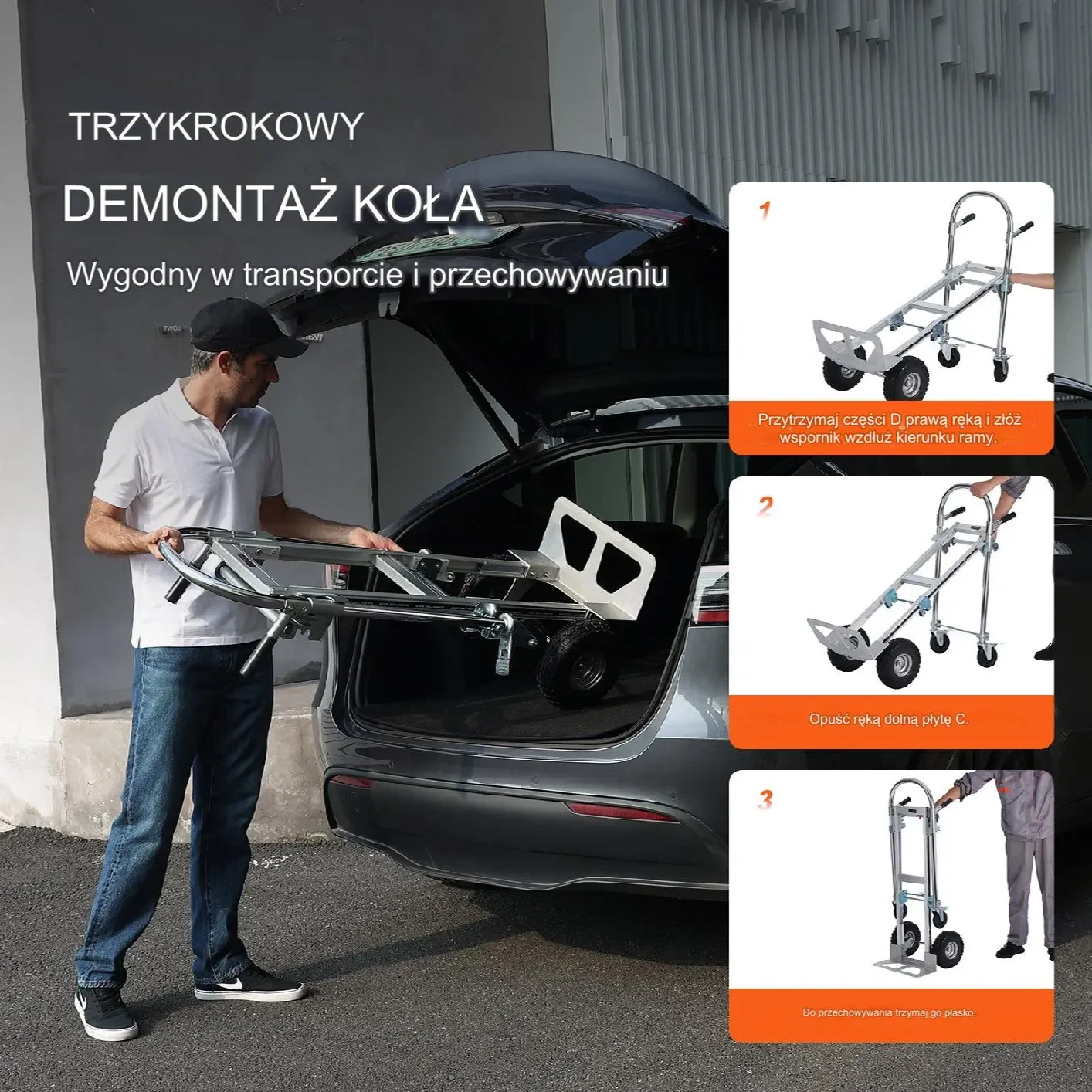 Wózek transportowy magazynowy składany aluminiowy 454 kg - obrazek 11
