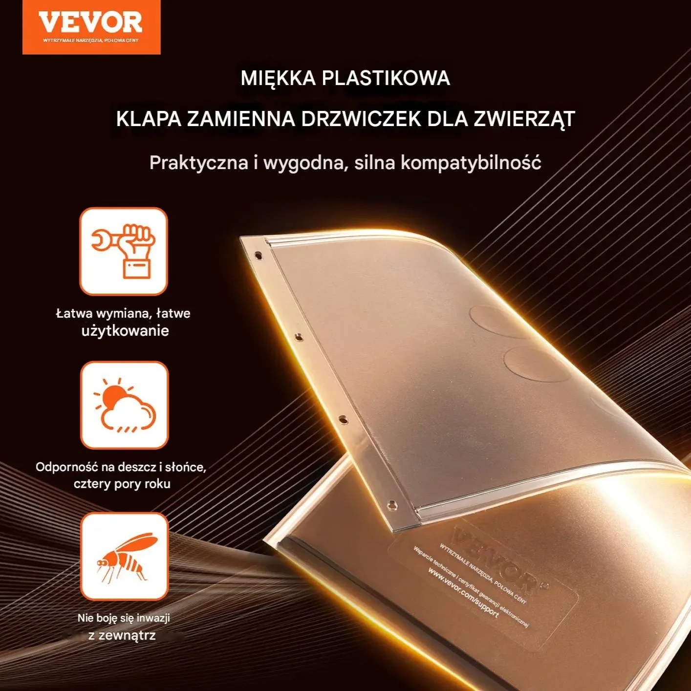 Klapa do drzwi dla zwierząt 21x31 cm PVC magnes kompatybilna - obrazek 6