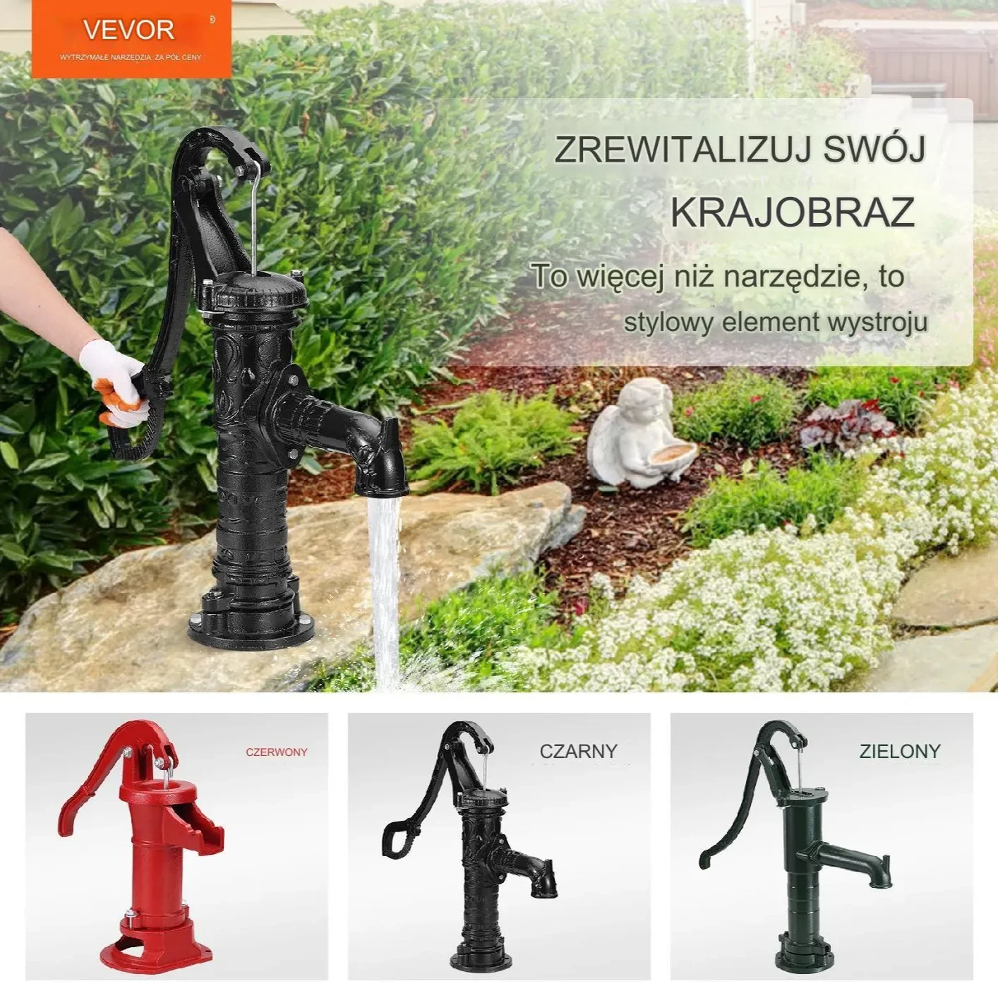 Pompa ręczna ogrodowa żeliwna 65 cm - obrazek 6