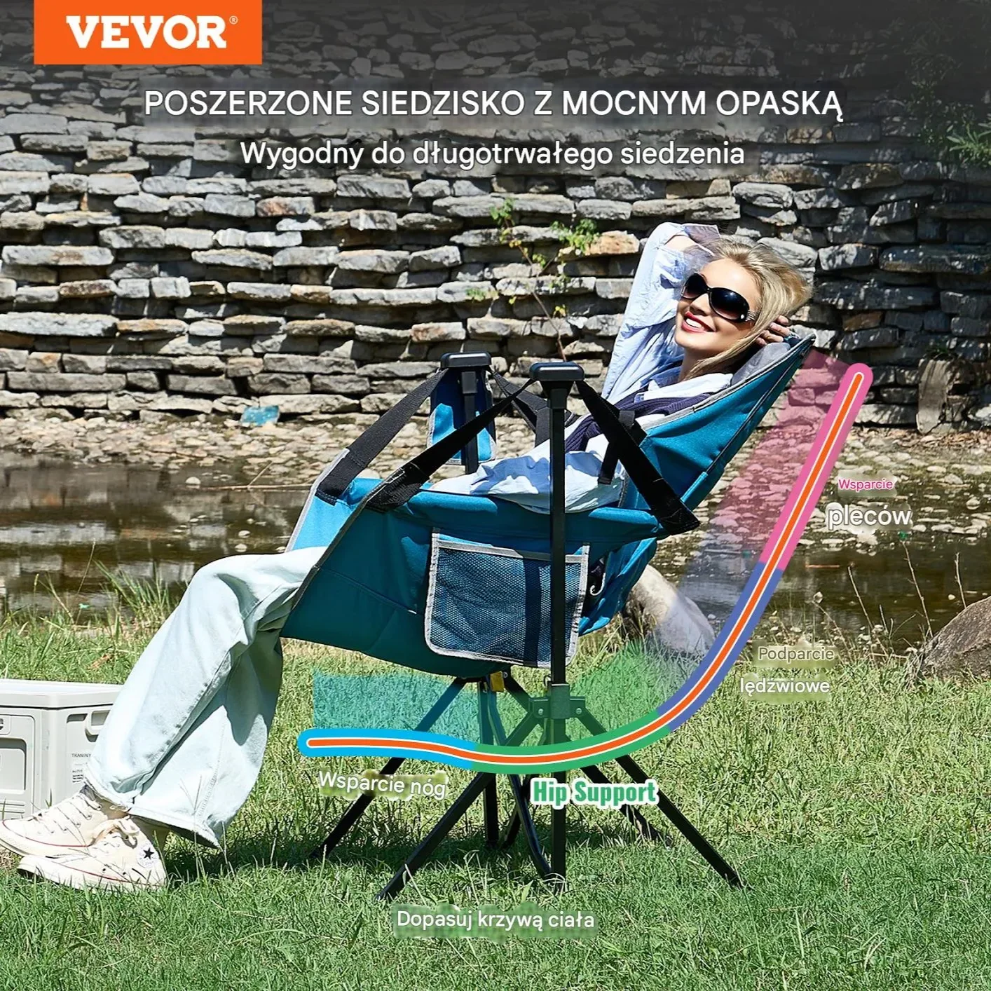 Fotel Turystyczny Niebieski - obrazek 3