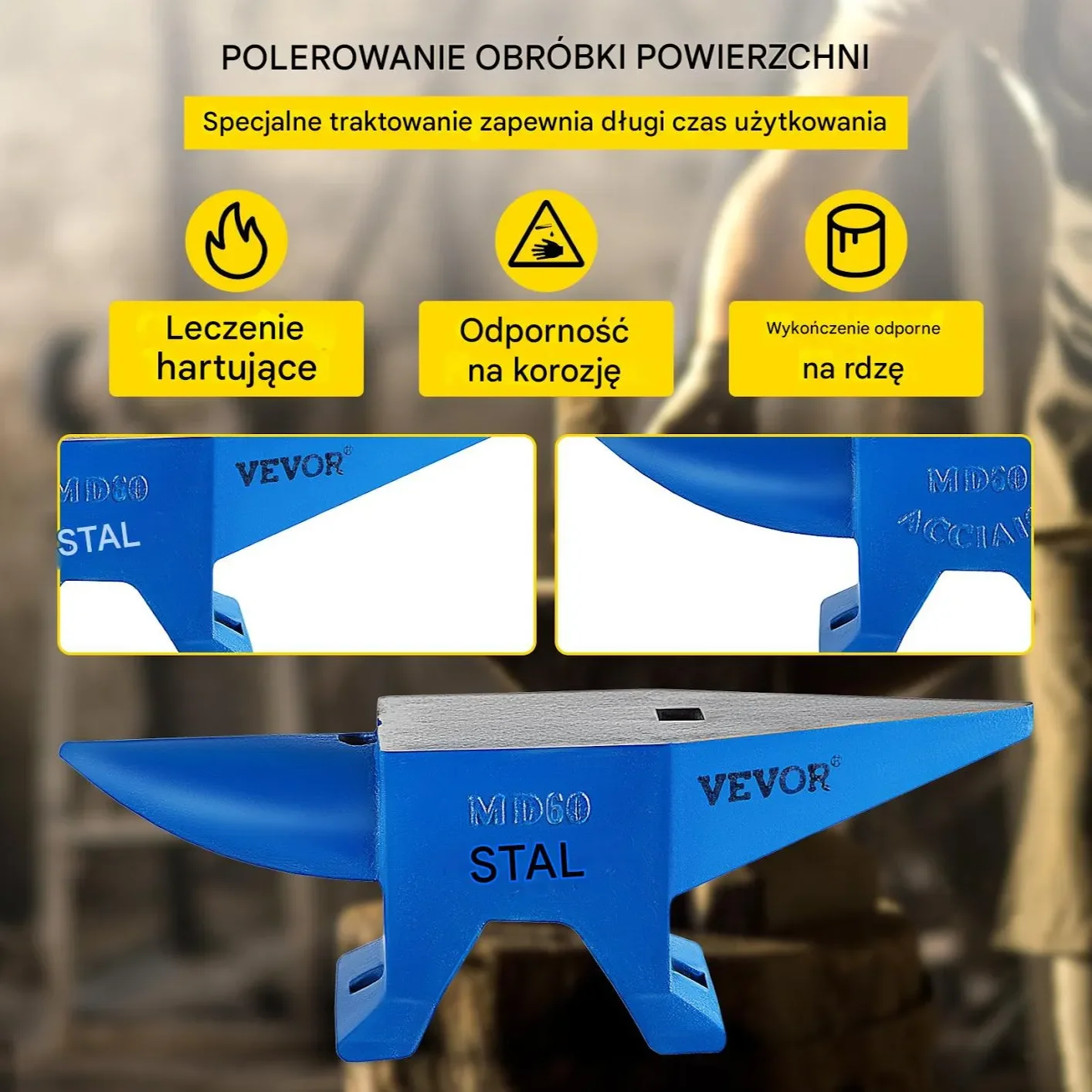 Kowadło stalowe 60 kg – 670 x 185 x 215 mm