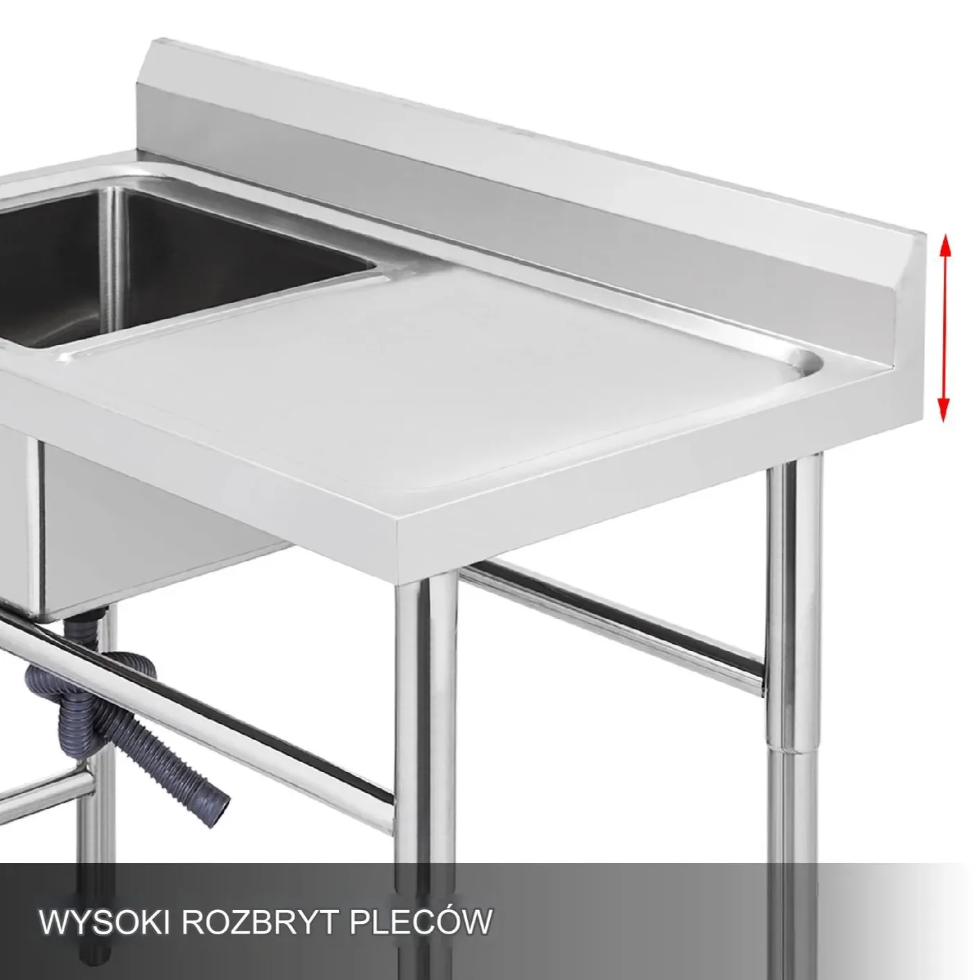 Zlew basen kuchenny 1-komorowy gastronomiczny + blat 100 x 61 x 95 cm - obrazek 4