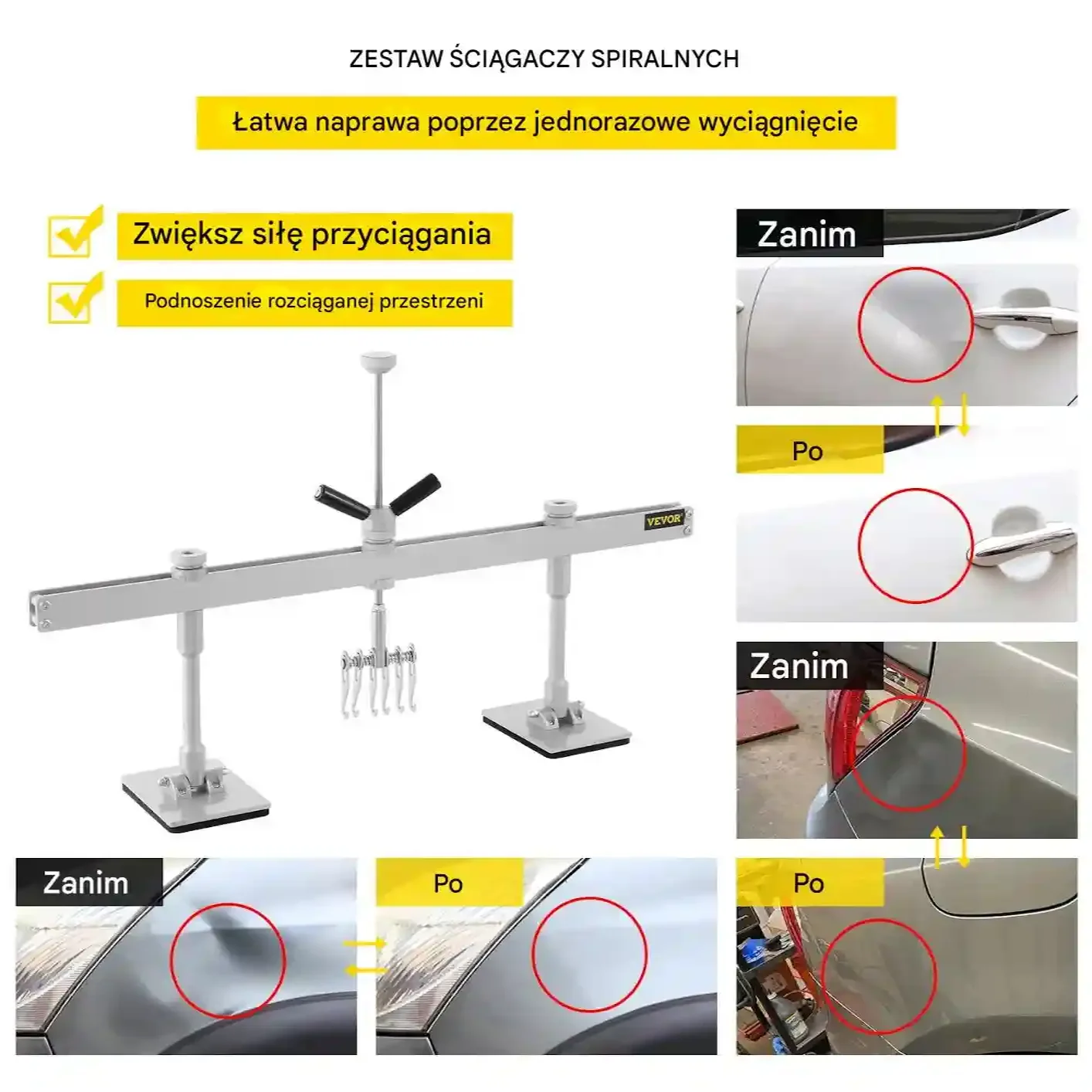 Zestaw do usuwania wgnieceń 85cm hak 6 ramion bez lakierowania auto - obrazek 2