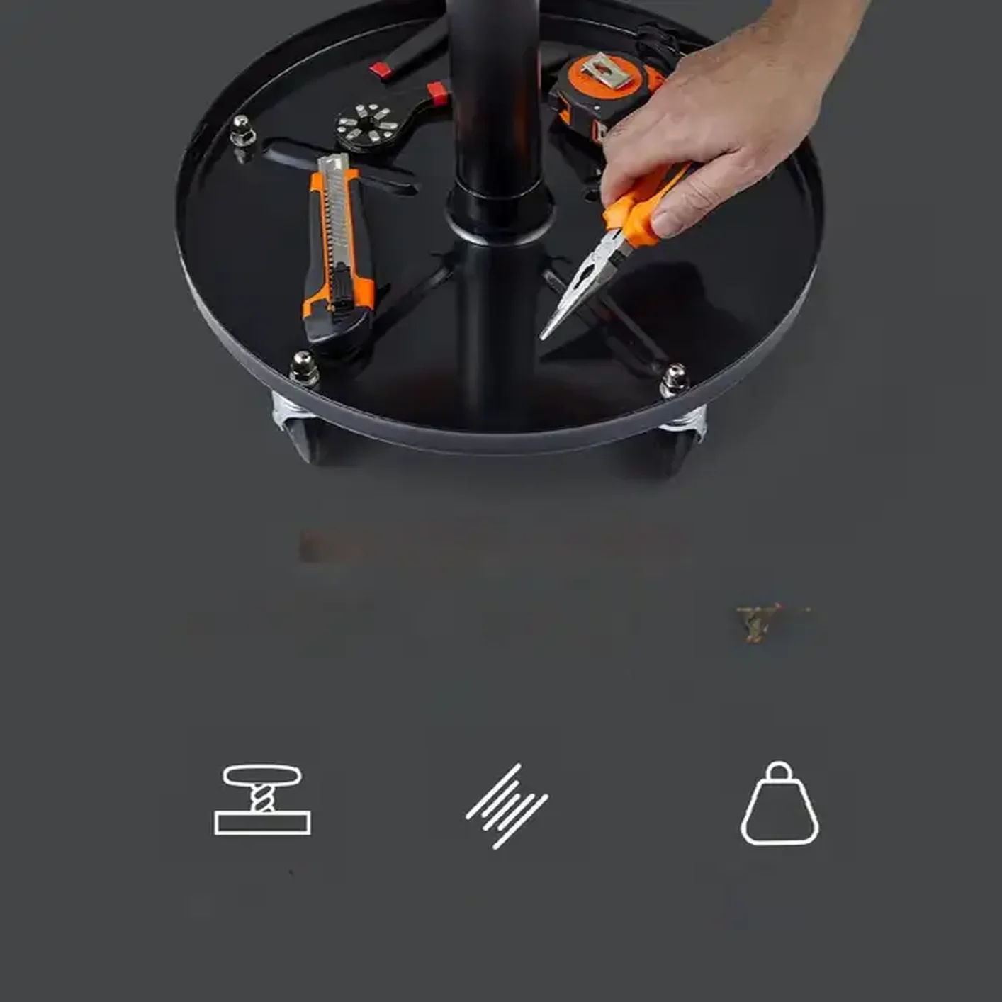 STOŁEK TABORET WARSZTATOWY NA KÓŁKACH - obrazek 3