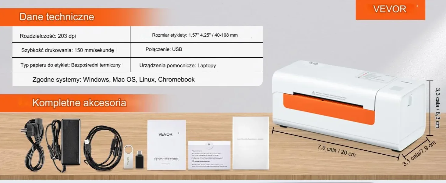 Drukarka termiczna etykiet kurierskich samoprzylepnych Bluetooth USB 40 - 108 mm - obrazek 4