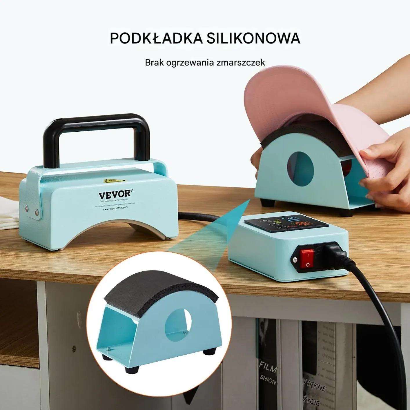 Prasa termiczna do czapek mini 15x8 cm zielona - do sublimacji i transferu - obrazek 3