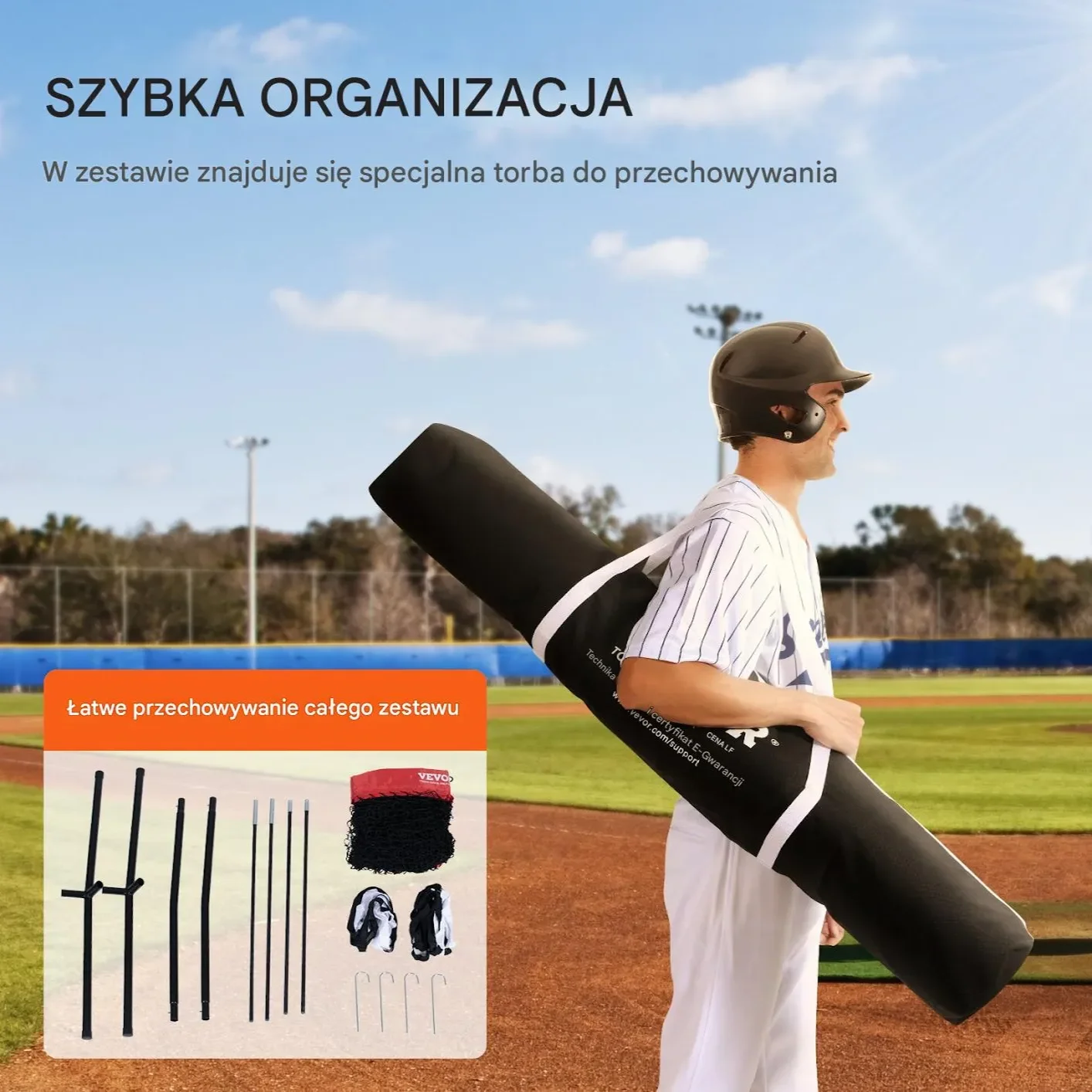Siatka treningowa baseball softball 2.1x2.1m tor do odbijania pokrowiec - obrazek 2