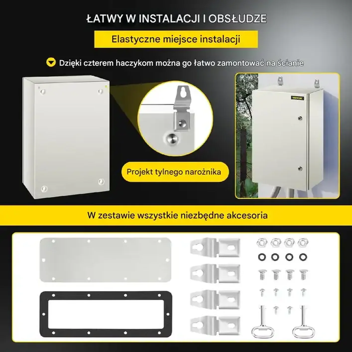 Skrzynka elektryczna rozdzielnia obudowa metalowa 60x40x25 cm IP66
