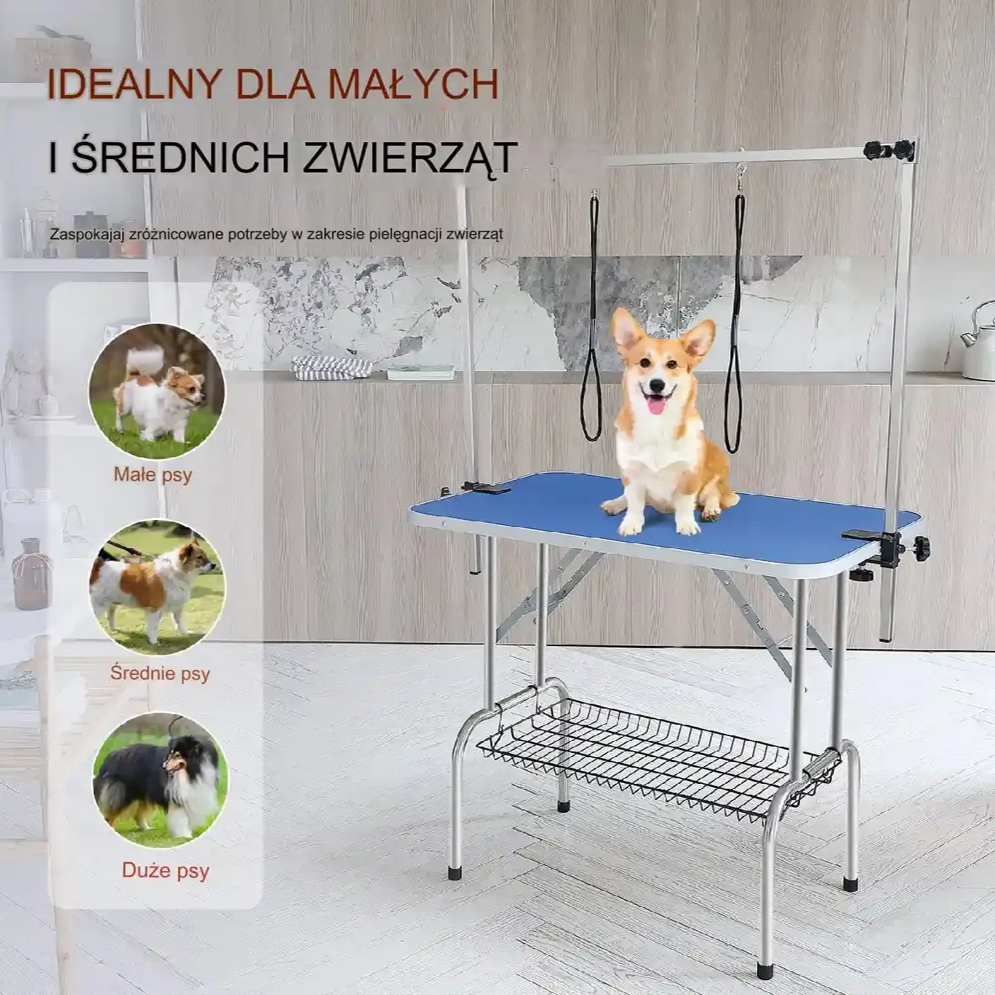 Stół groomerski trymerski dla psów kotów weterynaryjny blat 91 x 61 cm - obrazek 4