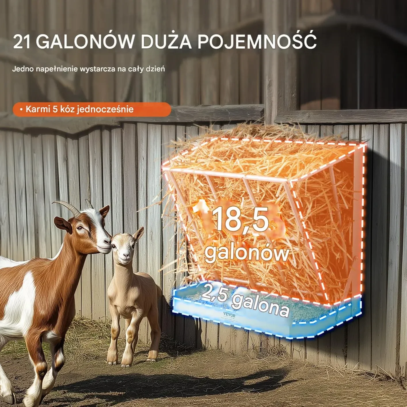 Ścienne Karmidło na Siano 2 w 1 Pojemność 80 Litrów - obrazek 3