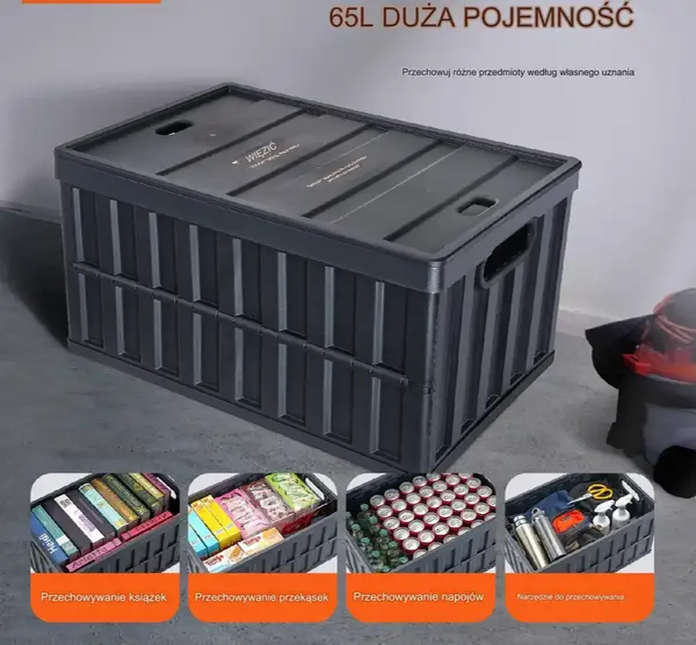 Skrzynka plastikowa pojemnik magazynowy 3 SZTUKI 59,5 x 39 x 31,5 cm - obrazek 2