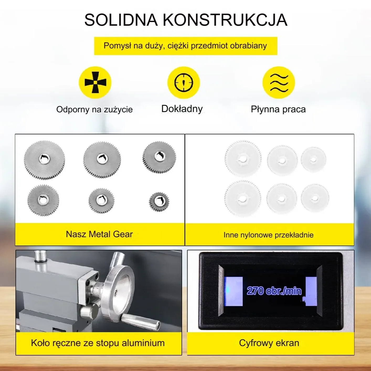 Tokarka do metalu 1100W 220x750mm frezarka cyfrowa MT5 warsztat obróbka - obrazek 5