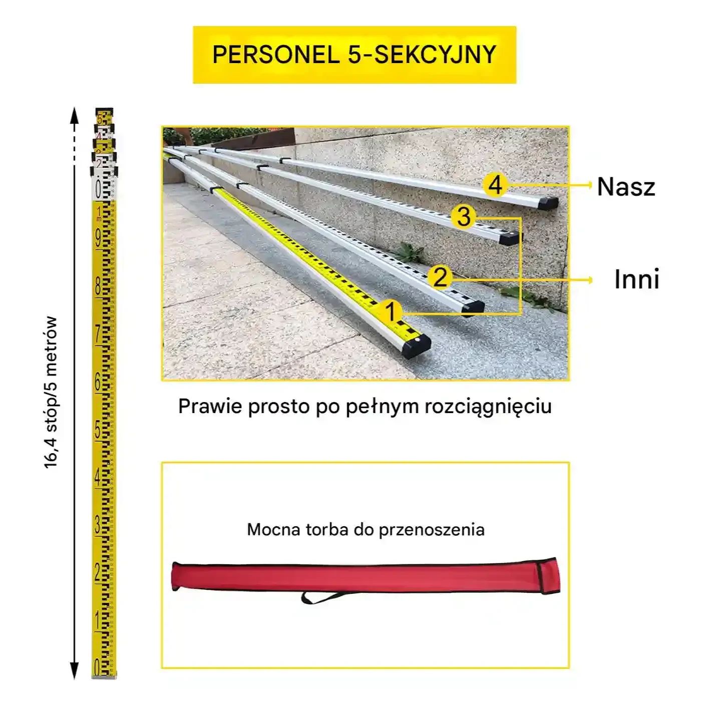 Poziomica laserowa obrotowa zielona 500m 360° z statywem i tyczką 5m - obrazek 5