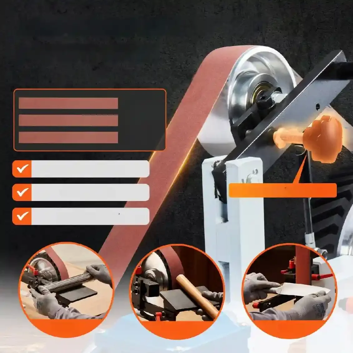 Szlifierka stołowa 1500W taśmowa i tarczowa – precyzyjne szlifowanie narzędzi - obrazek 2