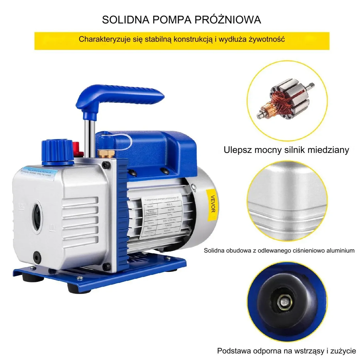 Pompa próżniowa do klimatyzacji 85 l/min - obrazek 2