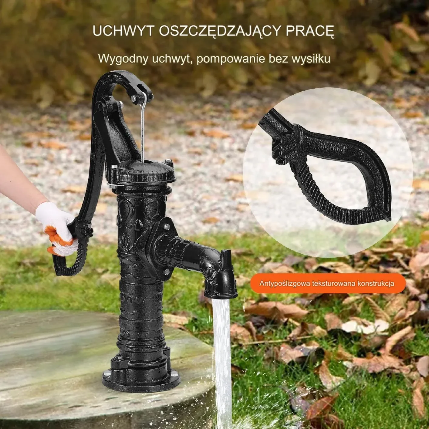 Pompa ręczna ogrodowa żeliwna 65 cm - obrazek 4