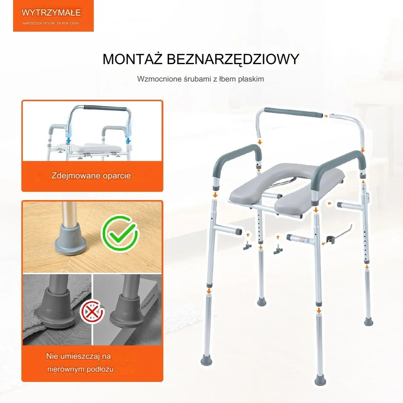 Krzesło toaletowe Sedes pomocniczy pomoc dla seniora i niepełnosprawnych - obrazek 2