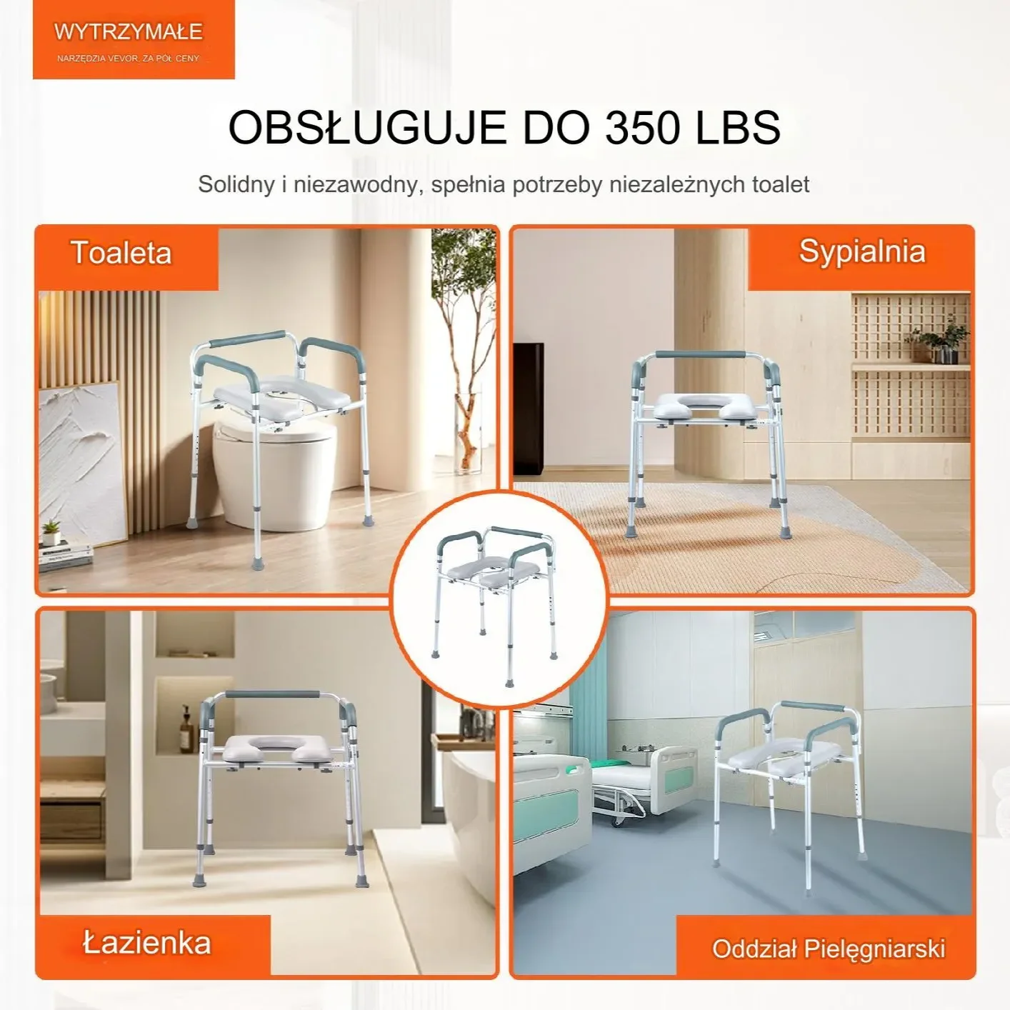Krzesło toaletowe Sedes pomocniczy pomoc dla seniora i niepełnosprawnych - obrazek 3